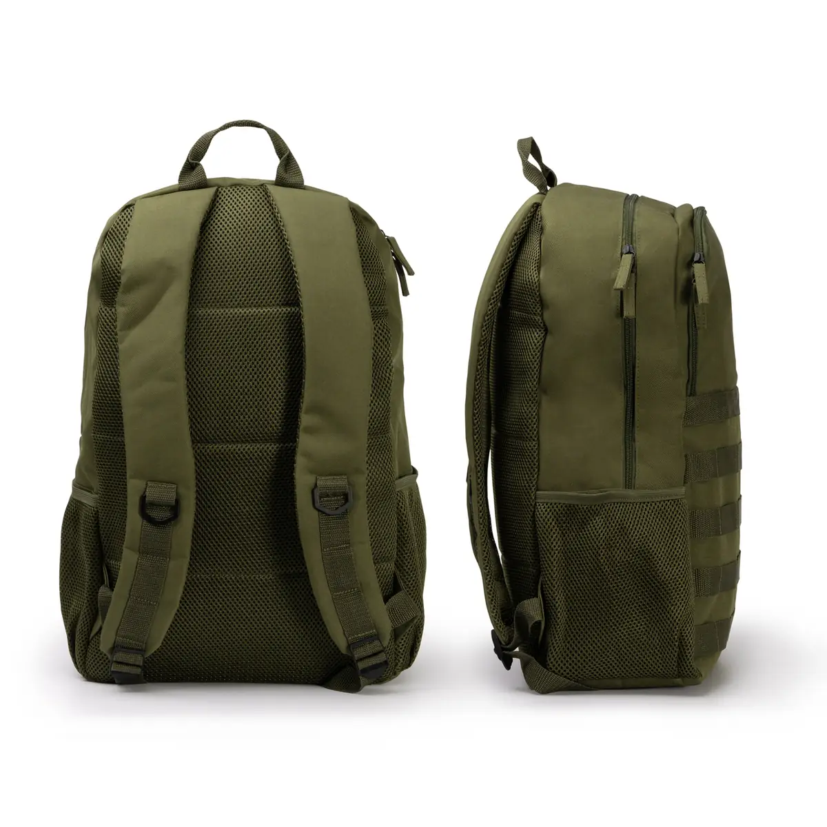 Mochila de RPET Stamina Bufalo 1870 8 Mochila de RPET Stamina Bufalo 1870, verde oscuro, vistas posterior y lateral de la mochila