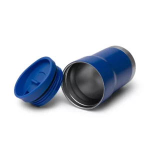 Vaso térmico Stamina Kopik 1873, royal, vista del vaso tumbado junto a la tapa