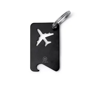 Llavero abridor avión Stamina Flapik 1876, negro, vista frontal del modelo