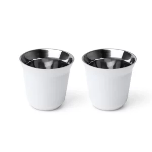 Set 2 vasos de café Stamina Boluto 1886, blanco, vista del set de dos vasos en perspectiva