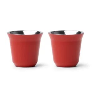 Set 2 vasos de café Stamina Boluto 1886, rojo, vista frontal del producto