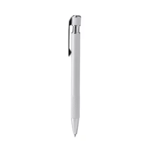 Bolígrafo de aluminio reciclado Stamina Blomy 1893, blanco, vista frontal del bolígrafo