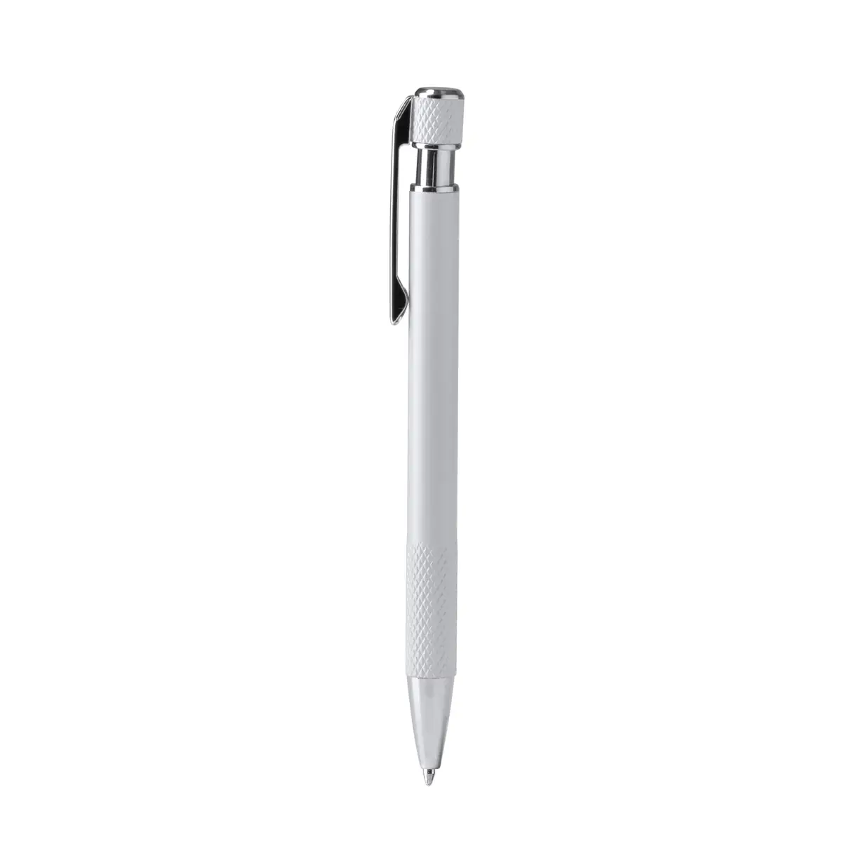 Bolígrafo de aluminio reciclado Stamina Blomy 1893 1 Bolígrafo de aluminio reciclado Stamina Blomy 1893, blanco, vista frontal del bolígrafo