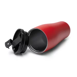 Vaso térmico Stamina Seward 1895, rojo, vista del vaso abierto junto a la tapa