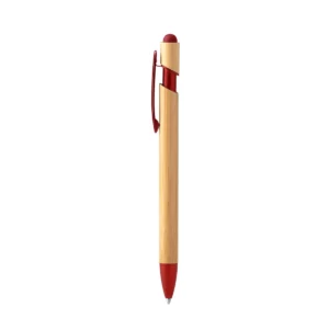 Bolígrafo puntero de bambú Stamina Vilon 1898, bambú con detalles rojos, vista frontal del bolígrafo