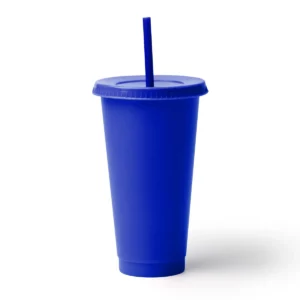 Pack de 10 vasos con pajita Stamina Baky 1995, royal, vista frontal del producto