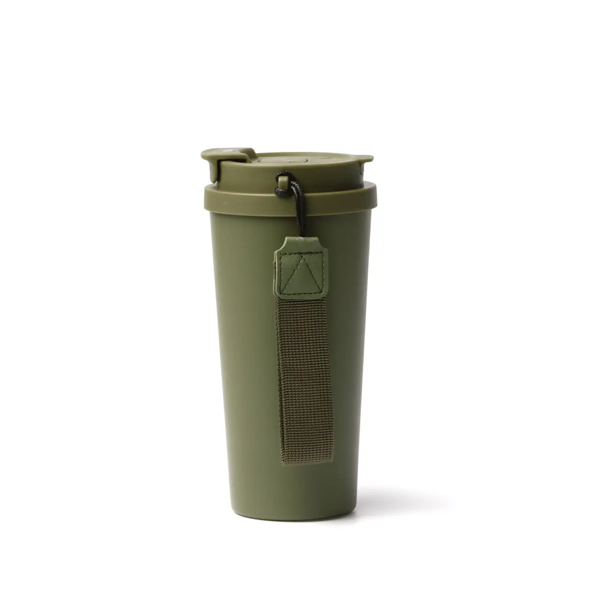 Vaso térmico Stamina Folner 1999 7 Vaso térmico Stamina Folner 1999, verde oscuro, vista posterior del vaso con la cinta de transporte