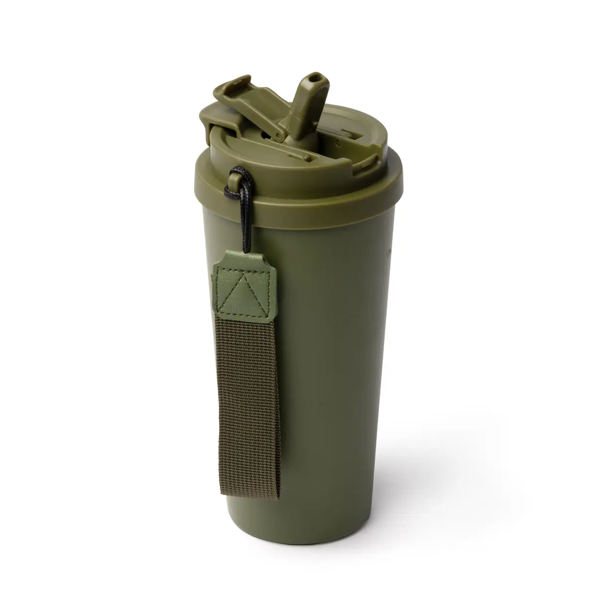 Vaso térmico Stamina Folner 1999 9 Vaso térmico Stamina Folner 1999, verde oscuro, vista del vaso con la abertura y la cinta de transporte visibles