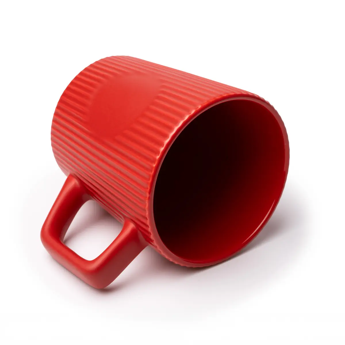 Taza de cerámica mate Stamina Buks 2000 7 Taza de cerámica mate Stamina Buks 2000, rojo, vista de la taza tumbada con el interior visible