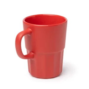 Taza de cerámica mate Stamina Lunger 2012, rojo, vista superior de la taza en perspectiva