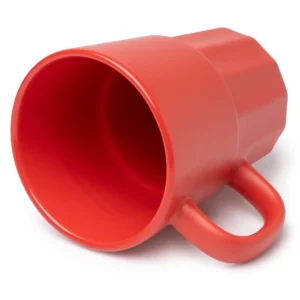 Taza de cerámica mate Stamina Lunger 2012, rojo, vista de la taza tumbada con el interior visible
