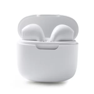 Auriculares con estuche Stamina Costen 3037, blanco, vista frontal del estuche abierto