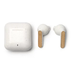 Auriculares con estuche Stamina Kuasi 3041, crudo, vista del conjunto de auriculares y estuche