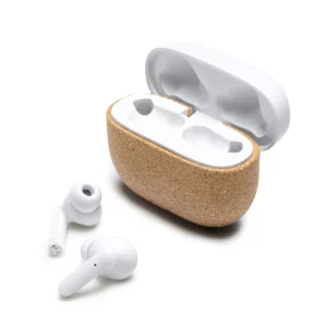 Auriculares con estuche Stamina Folk 3045, blanco, vista del estuche abierto y los auriculares