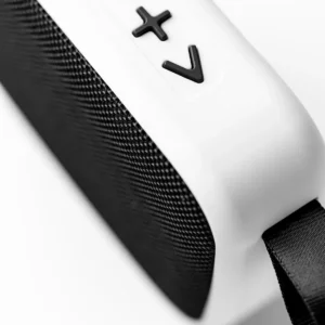 Altavoz inalámbrico Stamina Armin 3204, blanco, detalle de los botones y el asa