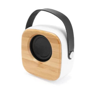 Altavoz inalámbrico Stamina Alesso 3210, bambú, vista de tres cuartos