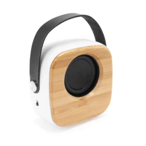 Altavoz inalámbrico Stamina Alesso 3210, bambú, vista de tres cuartos opuesta