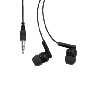 Auriculares con cable Stamina Punk 3301, negro, vista frontal de los auriculares y el conector