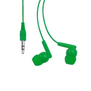 Auriculares con cable Stamina Punk 3301, verde helecho, vista frontal de los auriculares y el conector