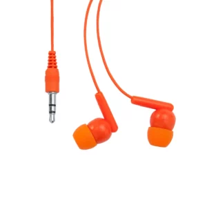 Auriculares con cable Stamina Punk 3301, naranja, vista frontal de los auriculares y el conector