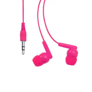 Auriculares con cable Stamina Punk 3301, fucsia, vista frontal de los auriculares y el conector