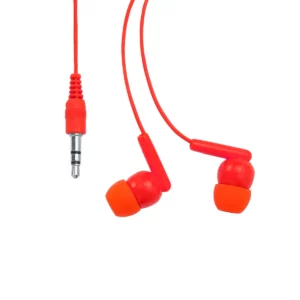 Auriculares con cable Stamina Punk 3301, rojo, vista frontal de los auriculares y el conector