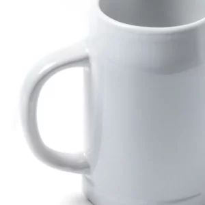 Jarra de cerámica para sublimar Stamina Samui 3987, blanco, detalle del asa y de su unión al cuerpo