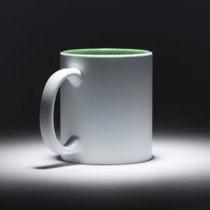 Taza con interior de color Stamina Roibo 3992, verde helecho, vista de la taza sobre fondo oscuro