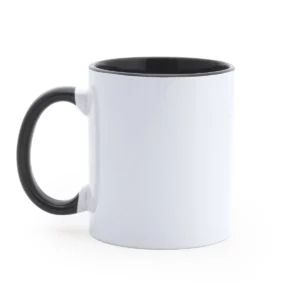Taza bicolor para sublimar Stamina Mango 4001, blanco/negro, vista frontal del producto