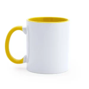 Taza bicolor para sublimar Stamina Mango 4001, blanco/amarillo, vista frontal del producto