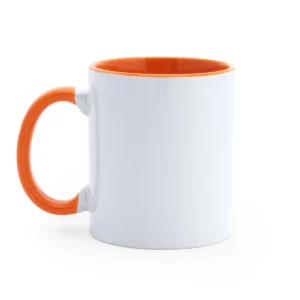 Taza bicolor para sublimar Stamina Mango 4001, blanco/naranja, vista frontal del producto
