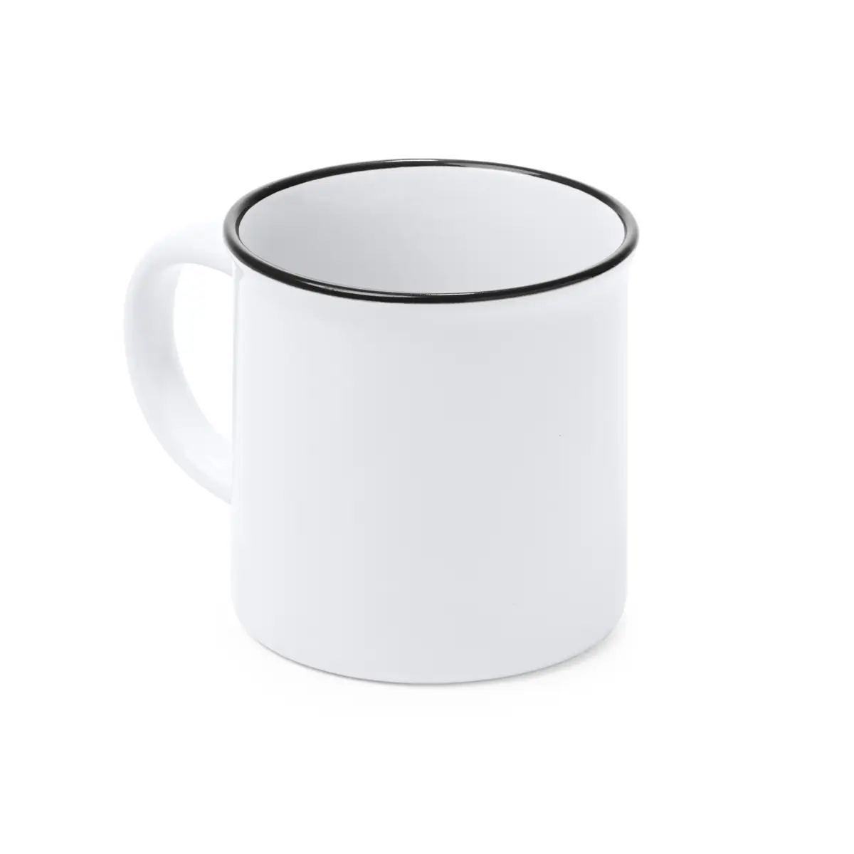 Taza retro para sublimar Stamina Kumbo 4002 4 Taza retro para sublimar Stamina Kumbo 4002, blanco/negro, vista superior de la taza en perspectiva