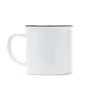 Taza retro para sublimar Stamina Kumbo 4002, blanco/negro, vista frontal del producto