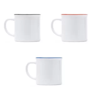 Taza retro para sublimar Stamina Kumbo 4002, vista conjunta de las tres combinaciones de color