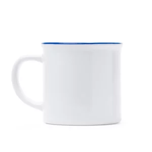 Taza retro para sublimar Stamina Kumbo 4002, blanco/royal, vista frontal del producto