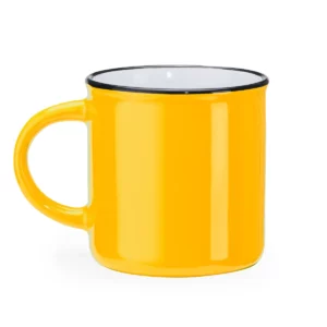 Taza retro de cerámica Stamina Jack 4010, amarillo/blanco, vista frontal del producto