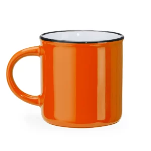 Taza retro de cerámica Stamina Jack 4010, naranja/blanco, vista frontal del producto