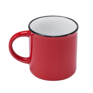 Taza retro de cerámica Stamina Jack 4010, rojo/blanco, vista superior de la taza en perspectiva