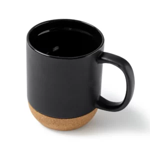 Taza con base de corcho Stamina Rosella 4013, negro, detalle superior del interior y del asa