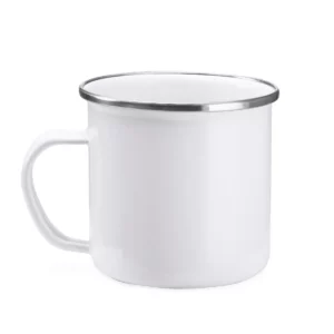Taza metálica Stamina Damasco 4014, blanco, vista frontal del producto