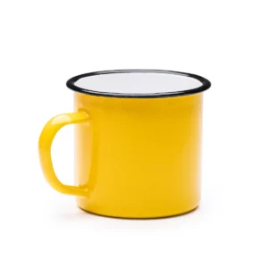 Taza metálica Stamina Anon 4015, amarillo/blanco, vista de la taza en perspectiva