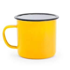 Taza metálica Stamina Anon 4015, amarillo/blanco, vista frontal del producto