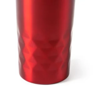 Vaso de acero Stamina Salak 4028, rojo, detalle del diseño facetado del cuerpo