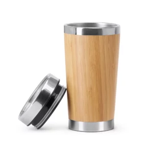 Vaso con bambú Stamina Yaba 4033, crudo, vista del vaso abierto junto a la tapa