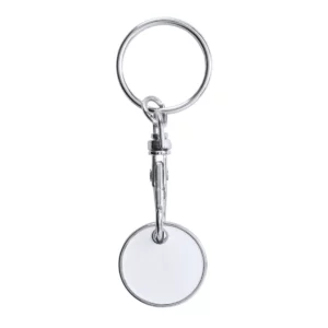 Llavero moneda Stamina Tonic 4050, blanco, vista frontal del llavero