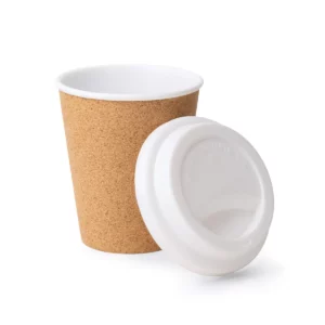 Vaso con corcho Stamina Sacha 4057, crudo, vista del vaso abierto junto a la tapa
