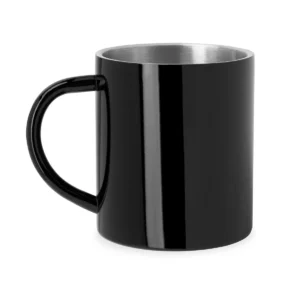 Taza de acero Stamina Kiwan 4083, negro, vista frontal del producto