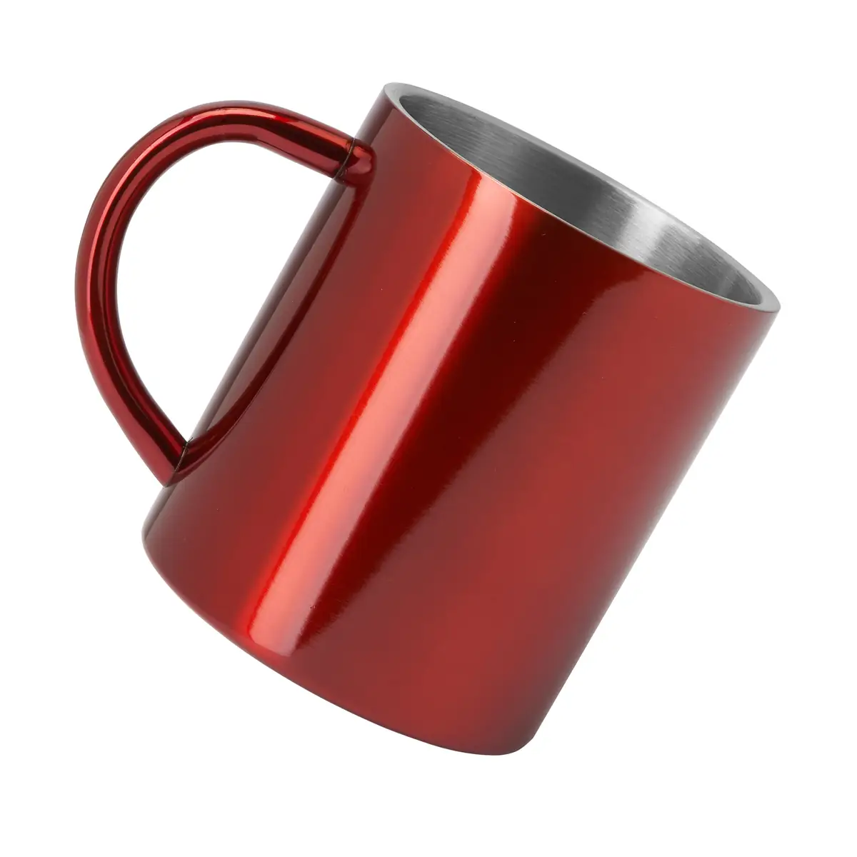 Taza de acero Stamina Kiwan 4083 6 Taza de acero Stamina Kiwan 4083, rojo, vista de la taza inclinada con el interior visible
