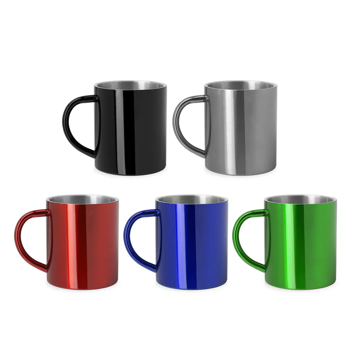 Taza de acero Stamina Kiwan 4083 7 Taza de acero Stamina Kiwan 4083, vista conjunta de los cinco colores disponibles