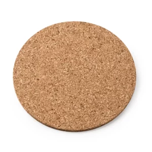 Pack de 10 posavasos de corcho Stamina Chala 4087, crudo, vista de un posavasos del pack en perspectiva